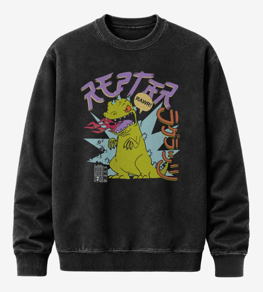 Poleron Polo Acid Wash Negro de Reptar