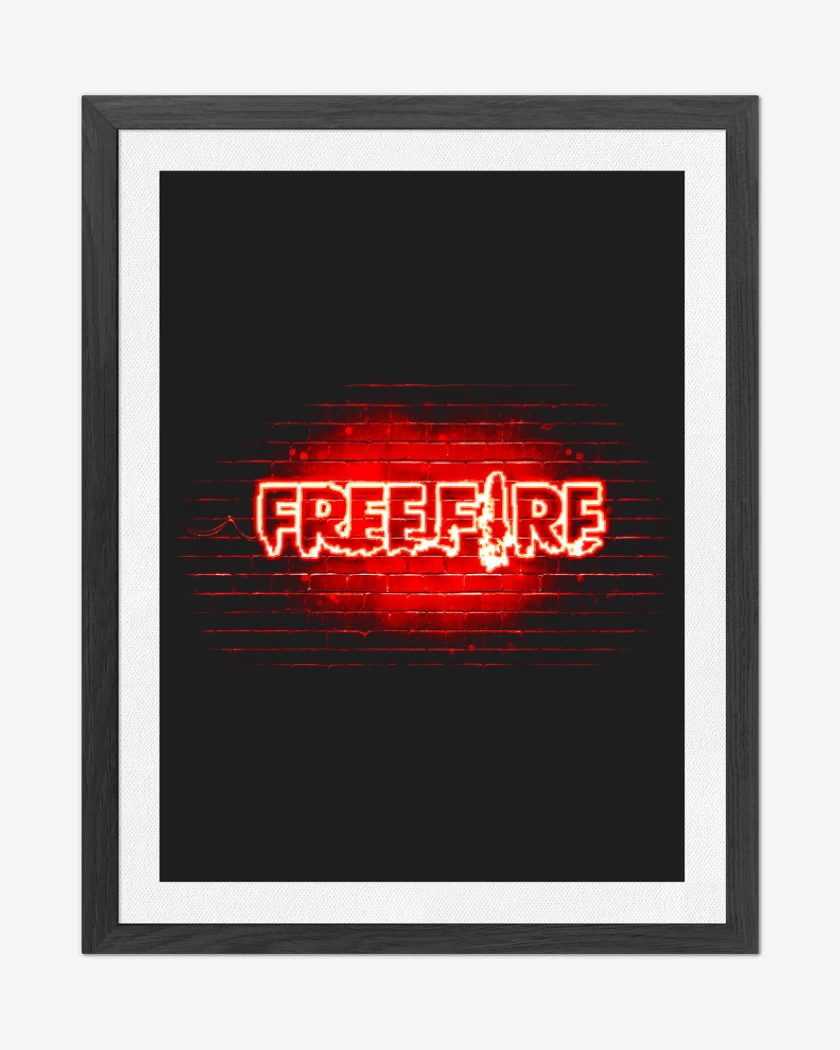 Cuadro decorativo Negro de Free fire neon rojo