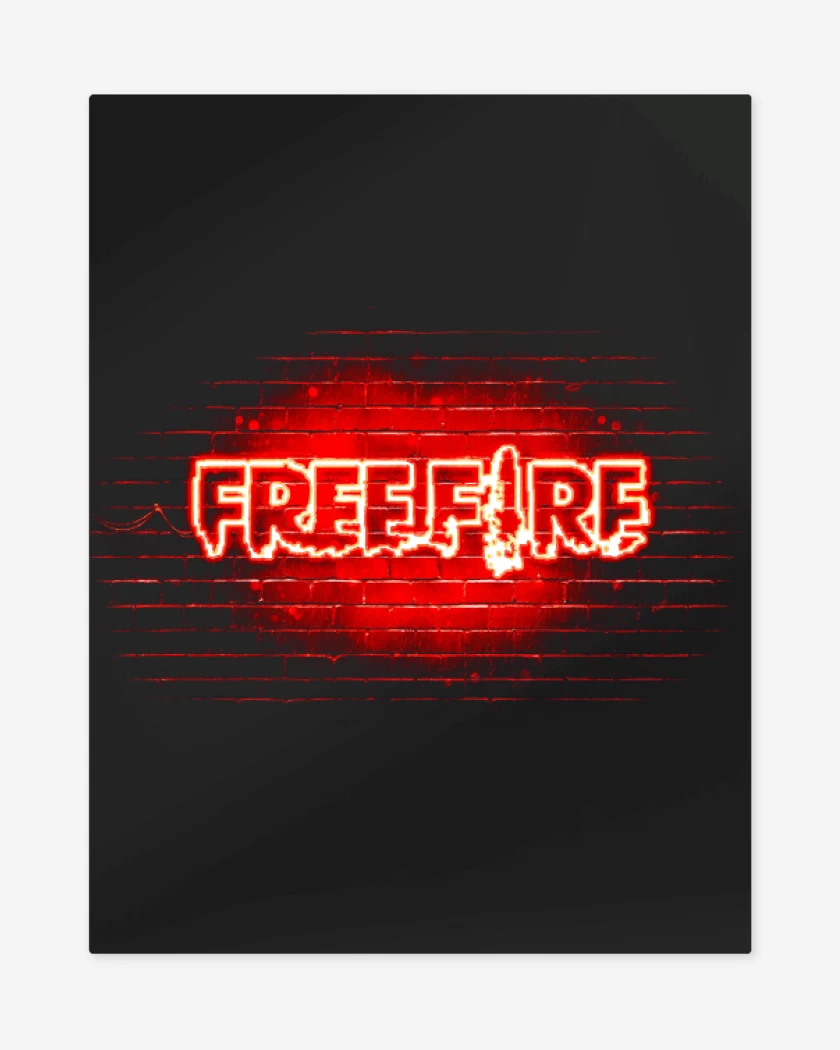 Print metalico Negro de Free fire neon rojo