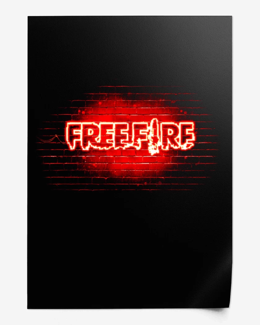 Print Negro de Free fire neon rojo