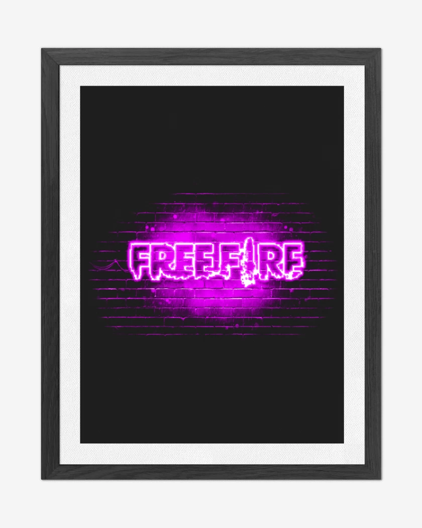 Cuadro decorativo Negro de Free fire neon morado
