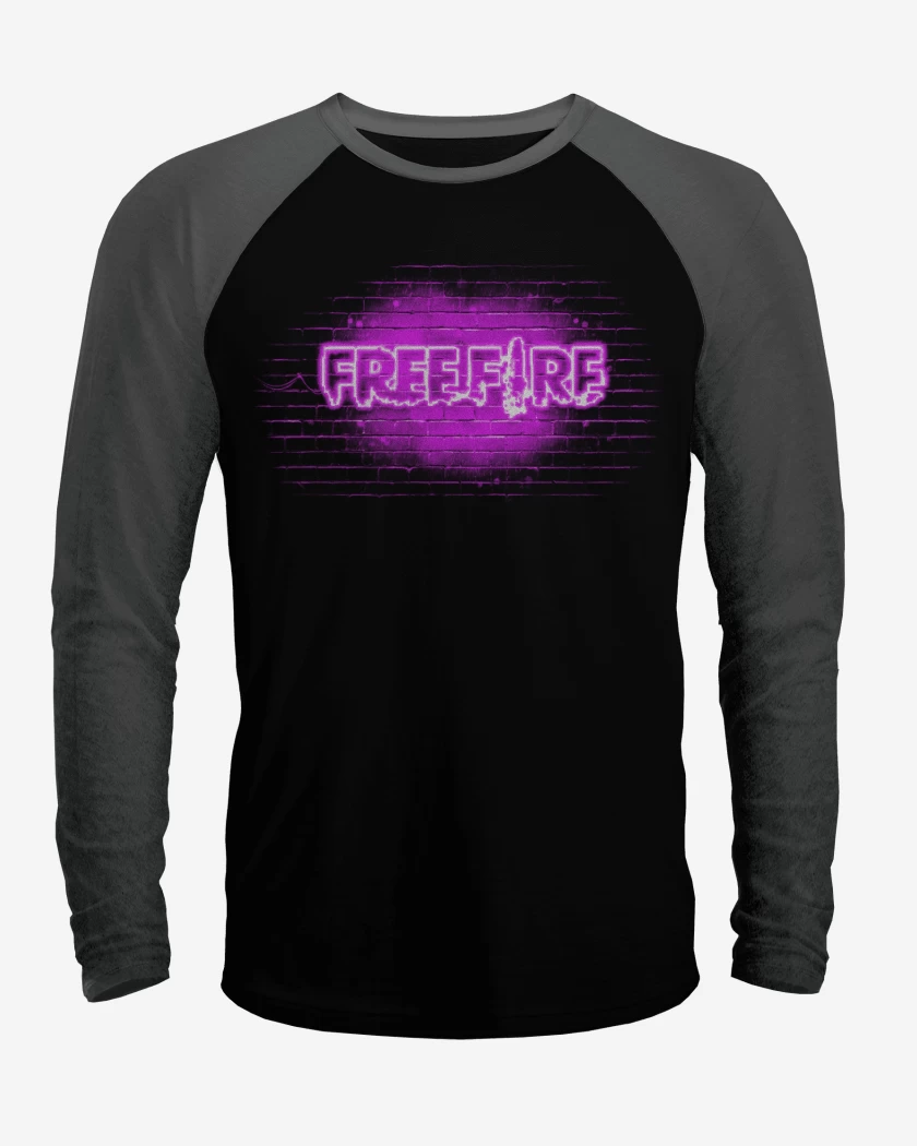 Polera Raglan Free fire neon morado
