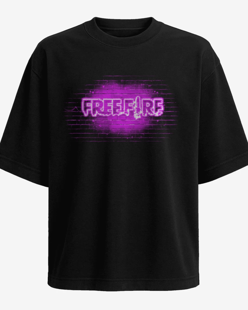 Polera Oversize Free fire neon morado