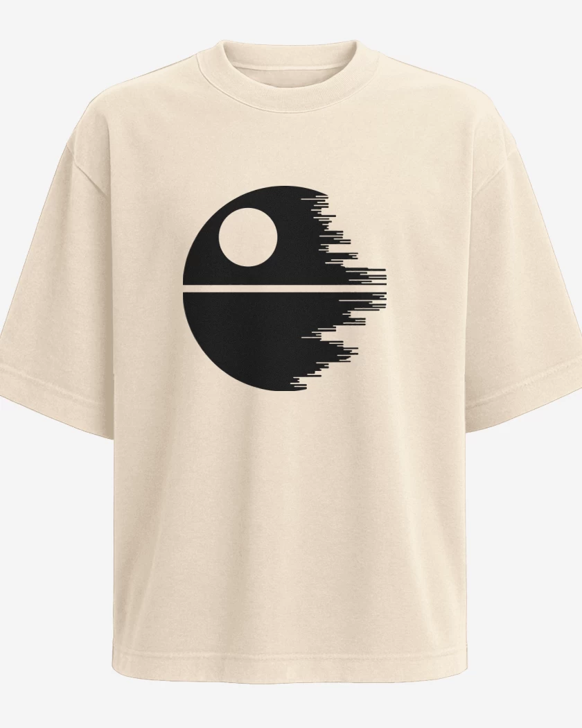 Polera Oversize Beige de Estrella de la muerte