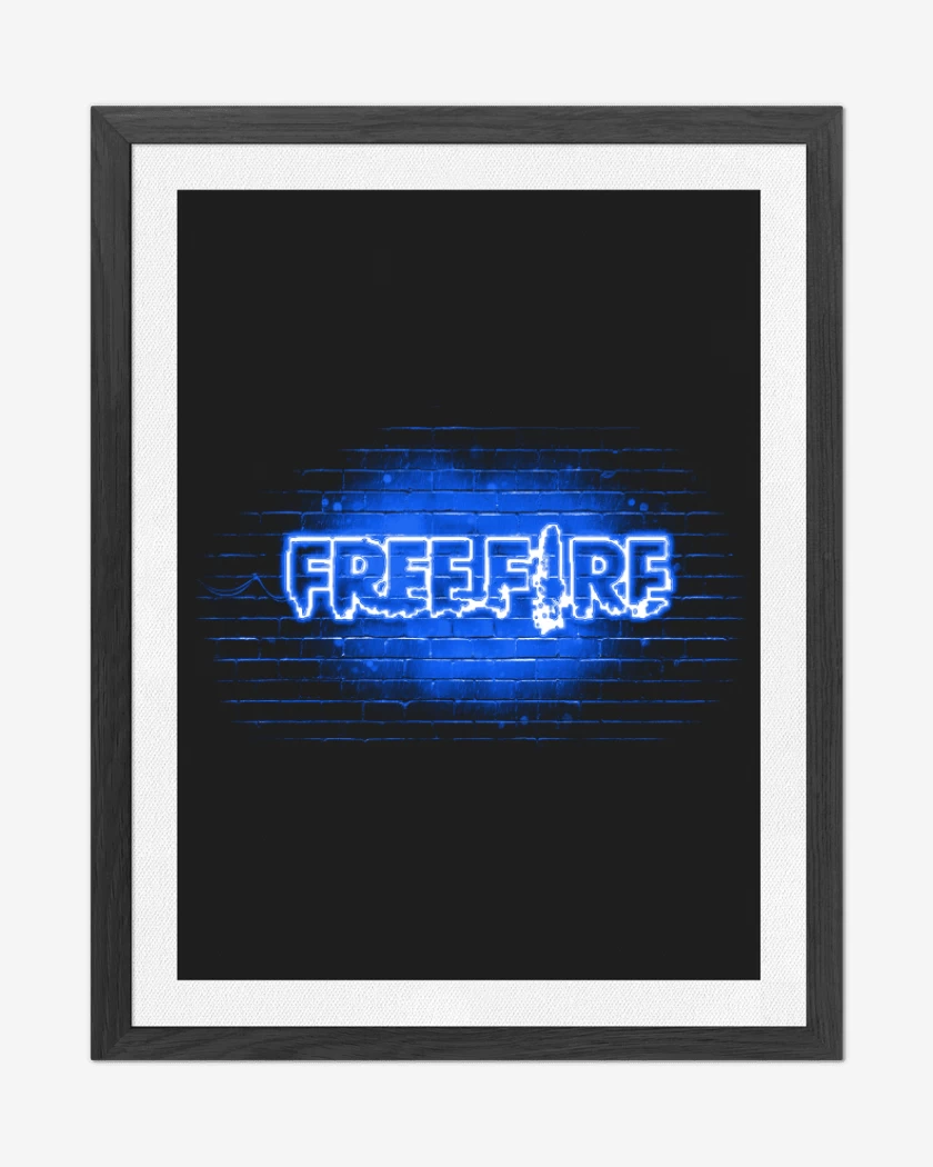 Cuadro decorativo Negro de Free fire neon azul
