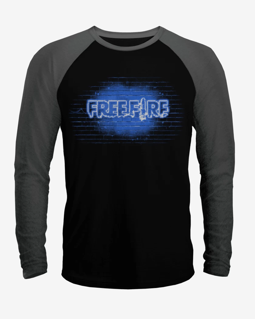 Polera Raglan Free fire neon azul