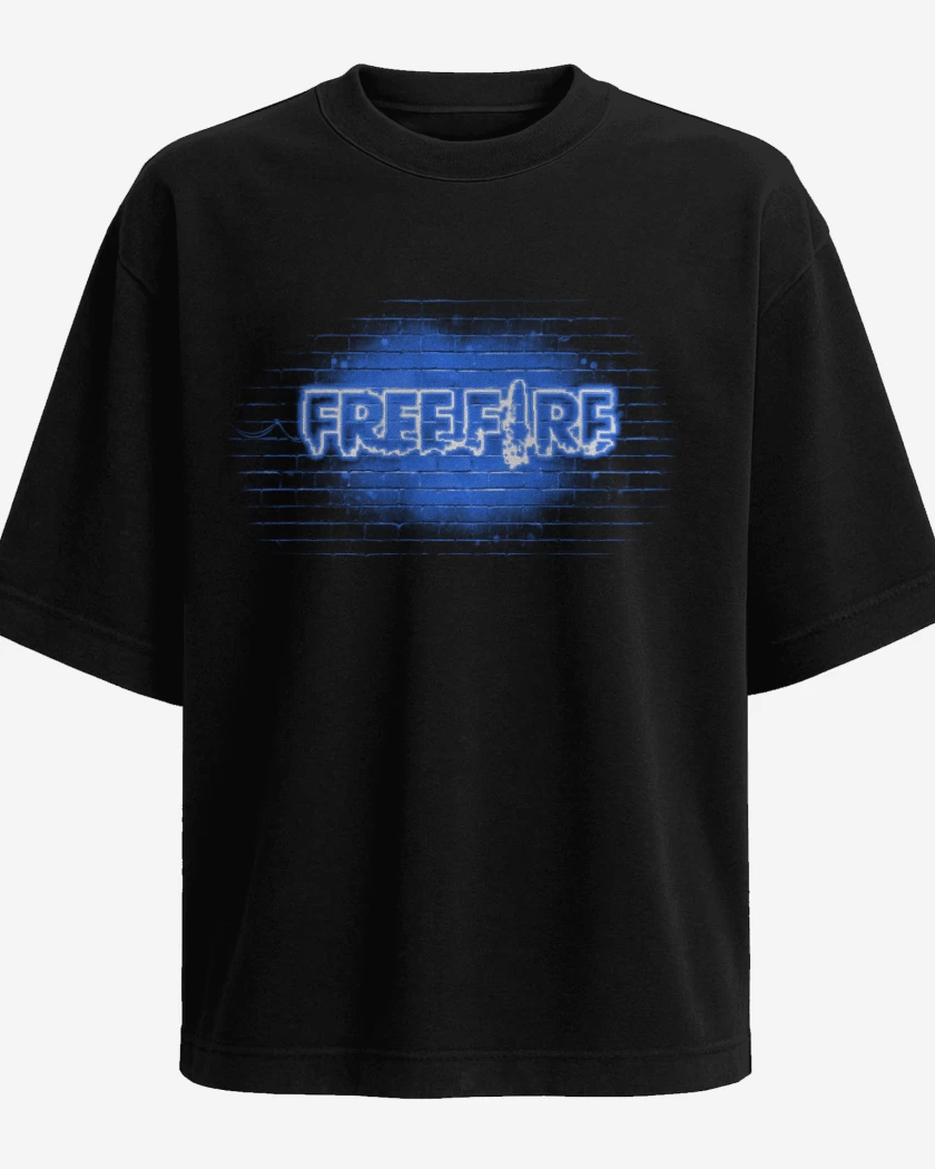 Polera Oversize Free fire neon azul