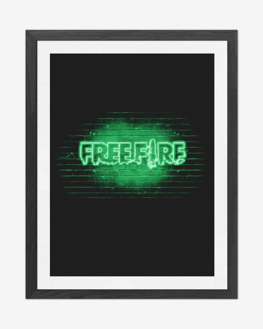 Cuadro decorativo Negro de Free fire neon verde