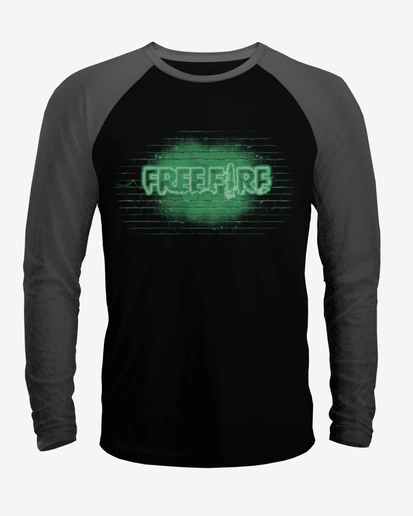 Polera Raglan Free fire neon verde