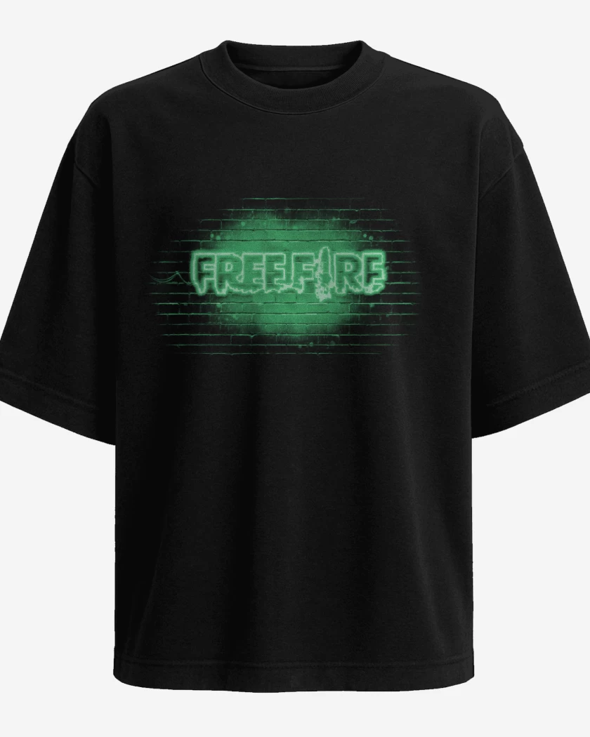 Polera Oversize Free fire neon verde