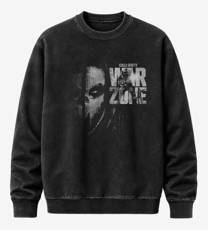 Poleron Polo Acid Wash Negro de Warzone