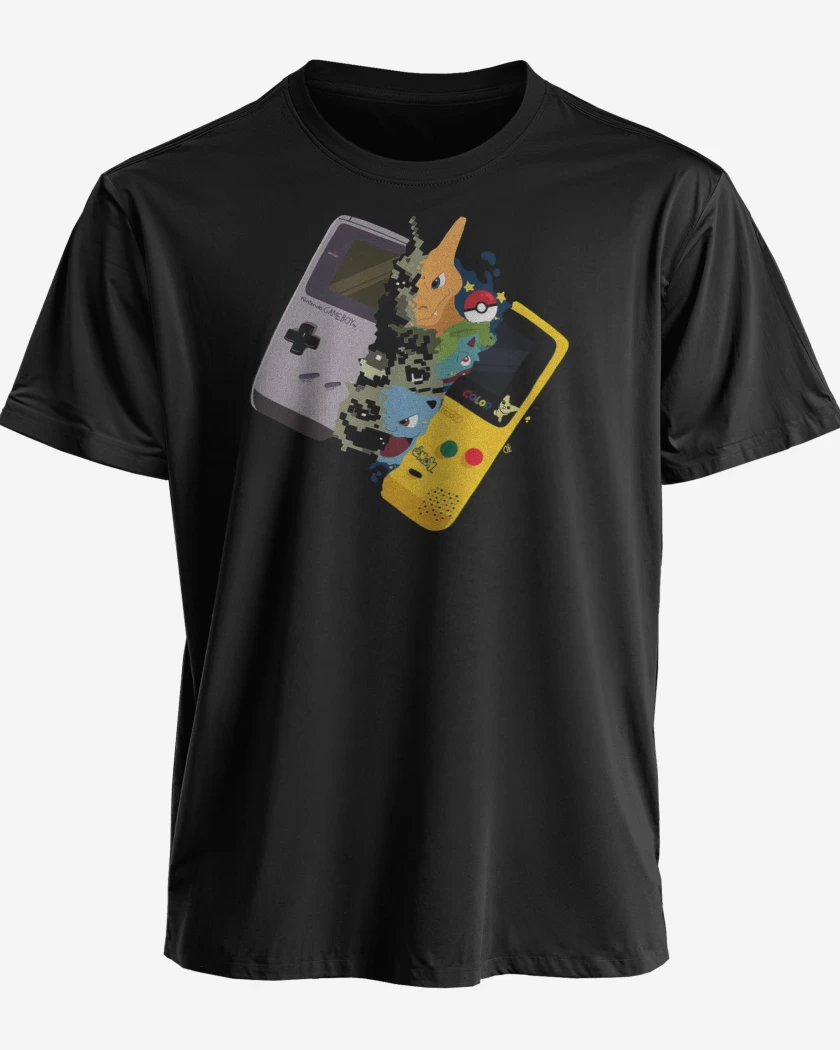 Polera premium Negro de Gameboy pokemon