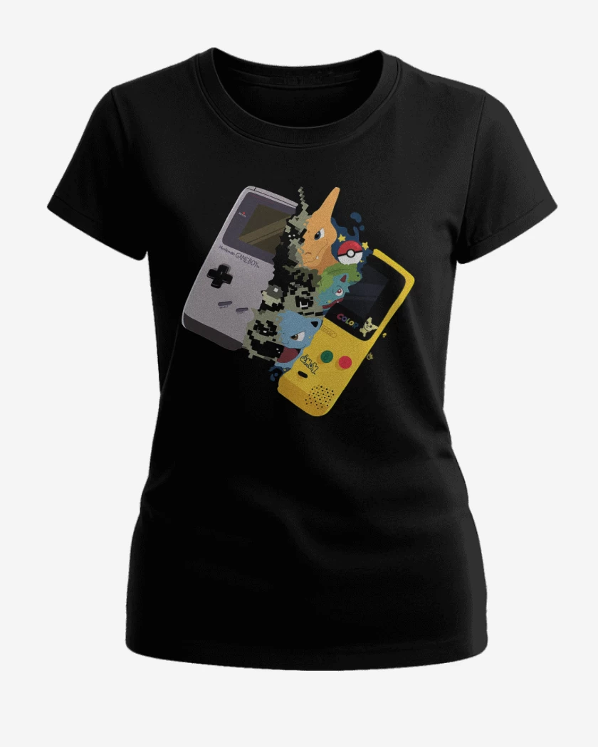 Polera de Mujer Negro de Gameboy pokemon