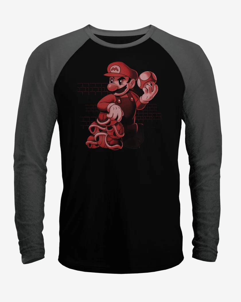 Polera Raglan Negro / Negro Heather de Bigote bros 