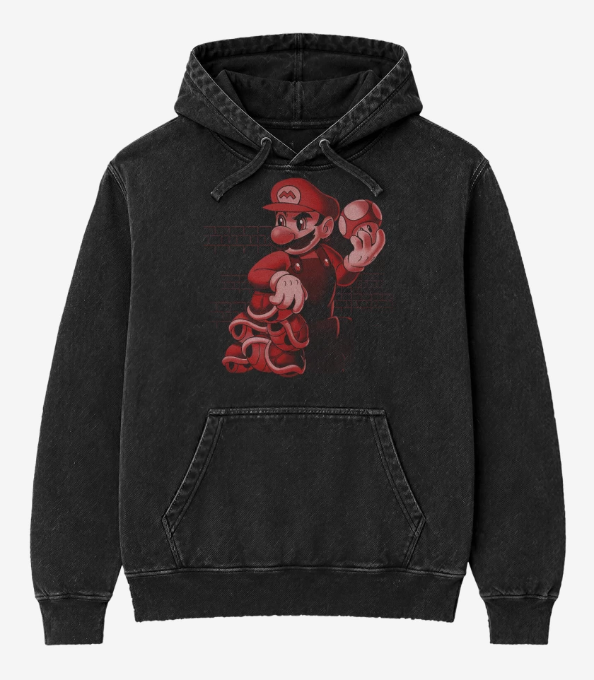 Poleron Canguro Acid Wash Negro de Bigote bros 
