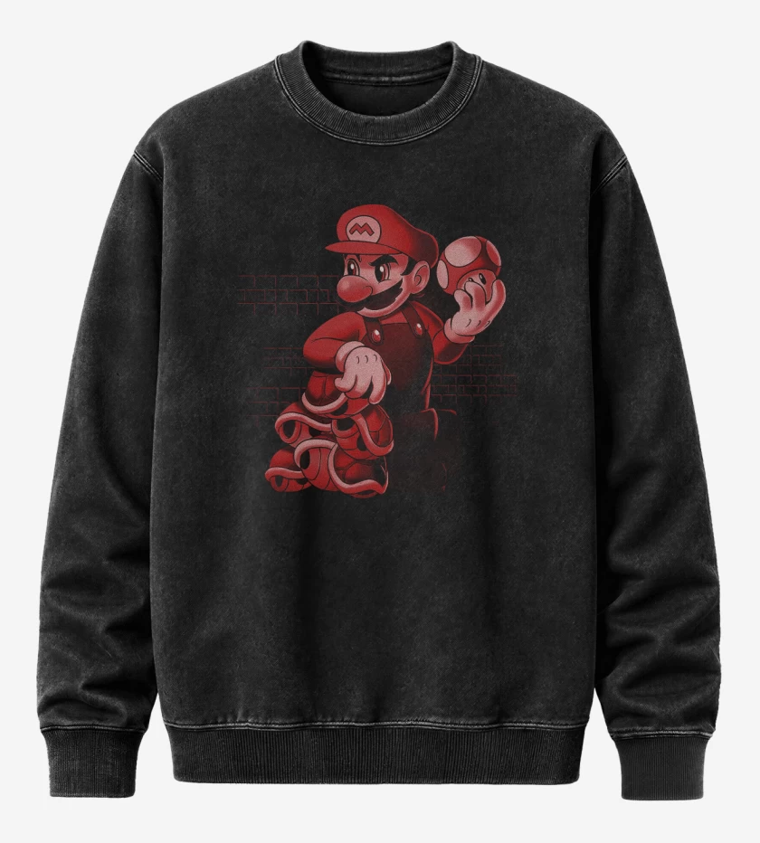 Poleron Polo Acid Wash Negro de Bigote bros 