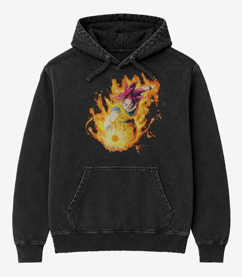 Poleron Canguro Acid Wash Negro de God mode