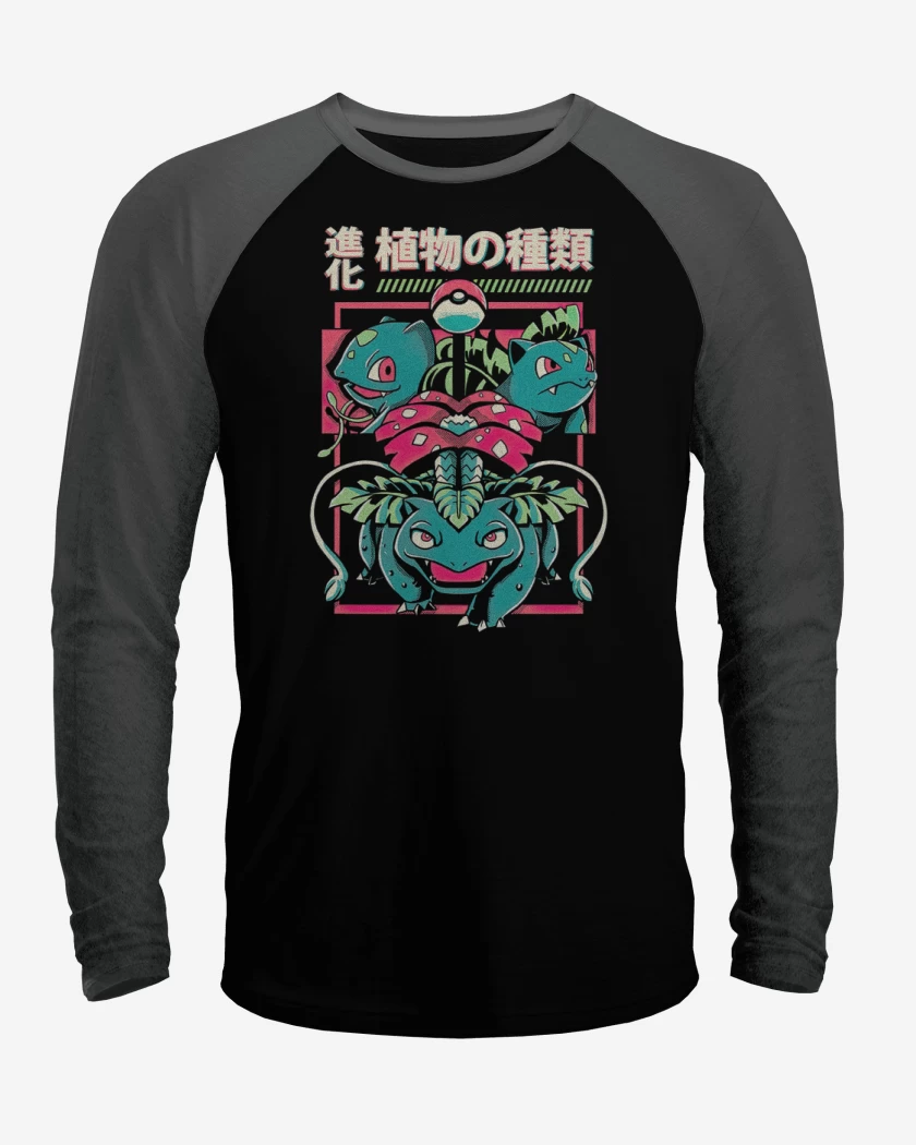 Polera Raglan Negro / Negro Heather de Equipo Planta