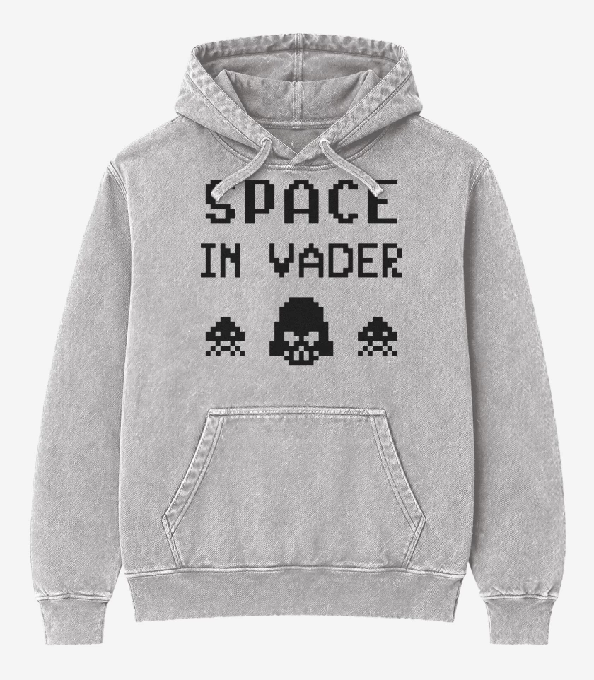 Poleron Canguro Acid Wash Gris Melange de Space In Vader