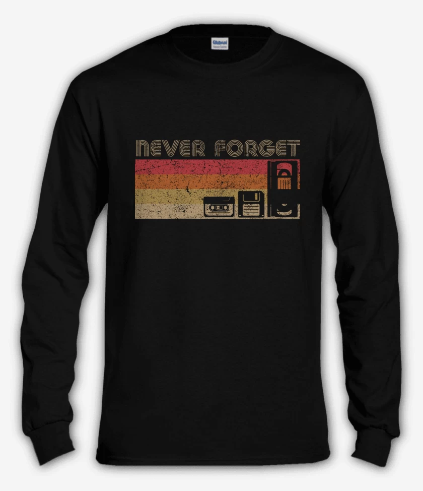 Polera manga larga Negro de Never forget oleskul