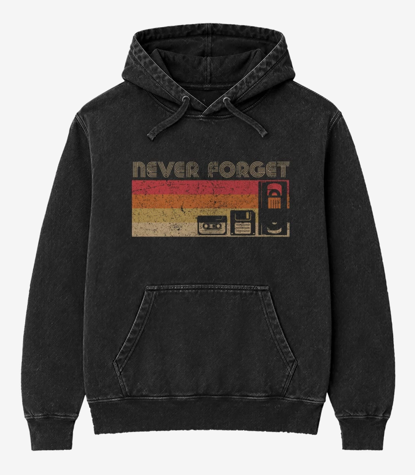 Poleron Canguro Acid Wash Negro de Never forget oleskul