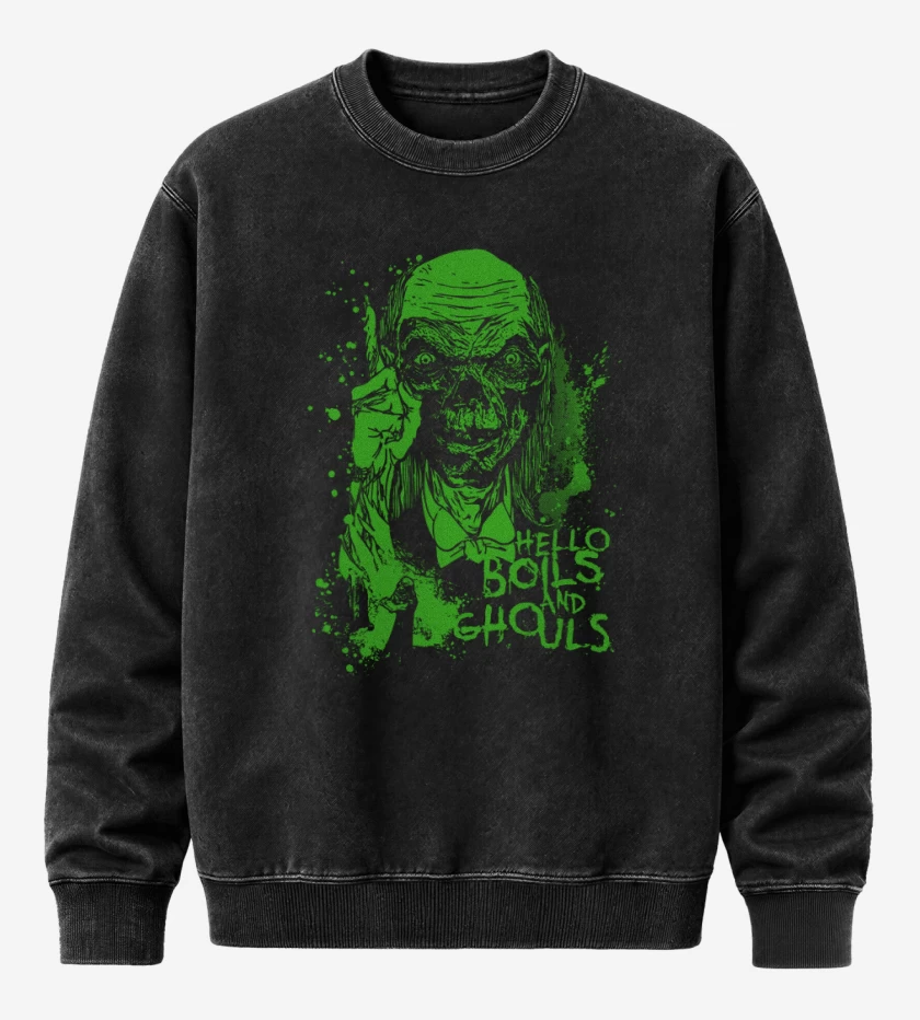 Poleron Polo Acid Wash Negro de Cuentos de la Crypta