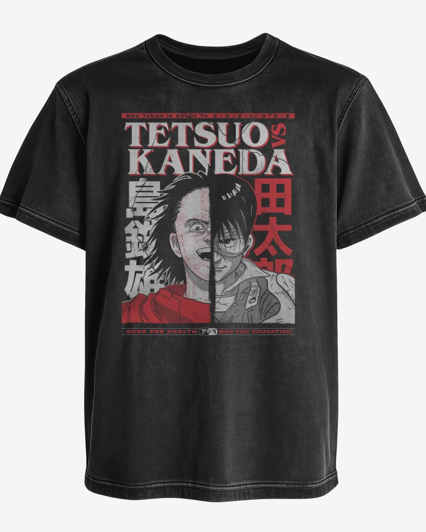 Polera desgastada Negro de Tetsuo vs Kaneda
