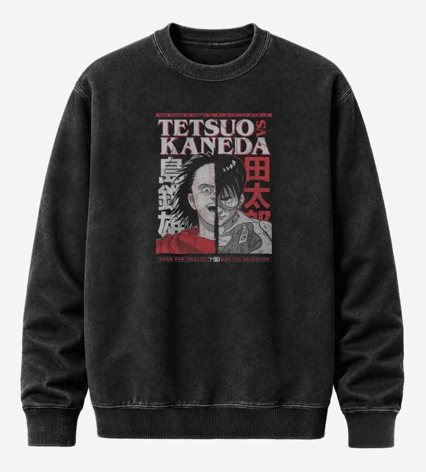 Poleron Polo Acid Wash Negro de Tetsuo vs Kaneda