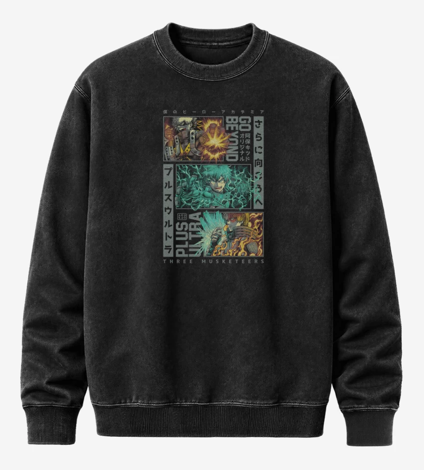 Poleron Polo Acid Wash Negro de Los Tres Mosqueteros