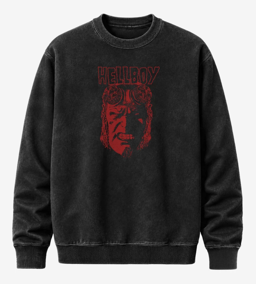 Poleron Polo Acid Wash Negro de Hellboy 2