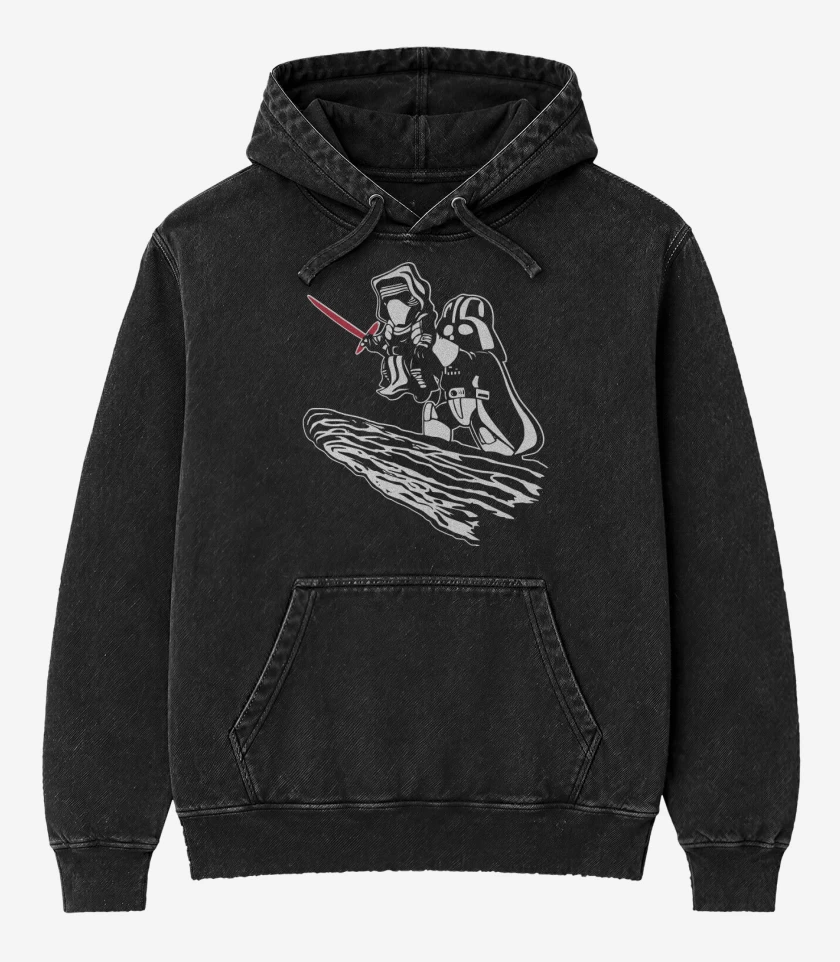 Poleron Canguro Acid Wash Negro de Vader Kylo