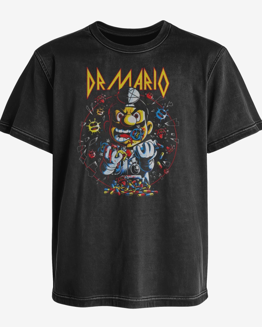 Polera desgastada Negro de Dr. Bigote