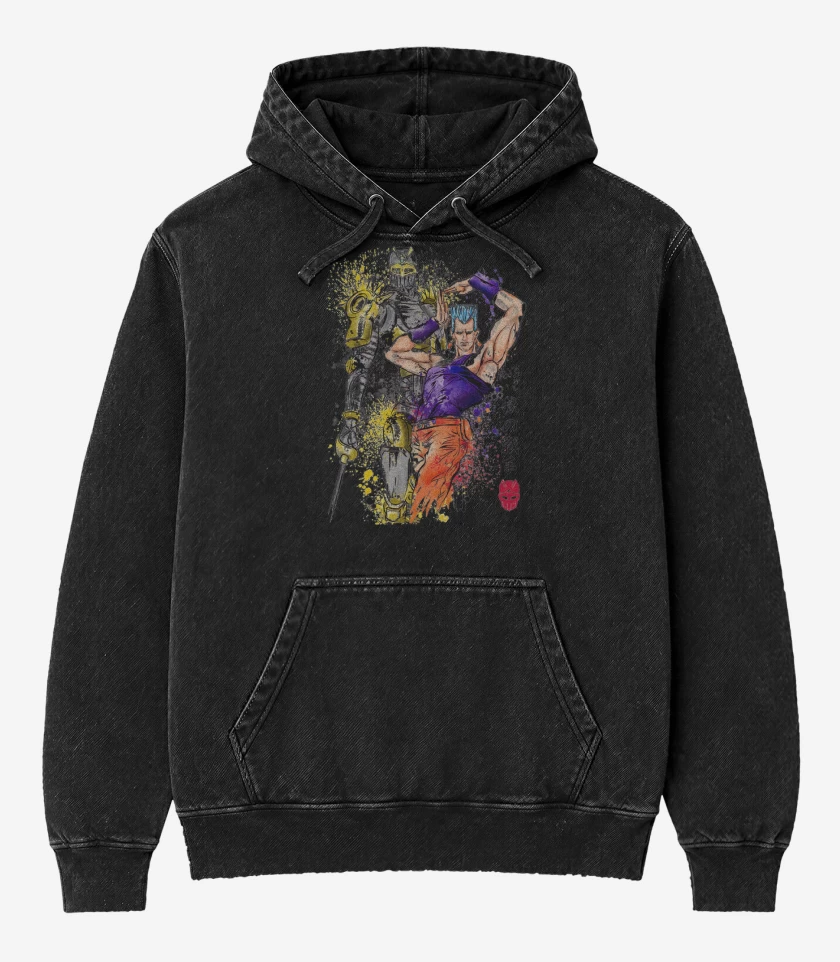 Poleron Canguro Acid Wash Negro de Silver Chariot