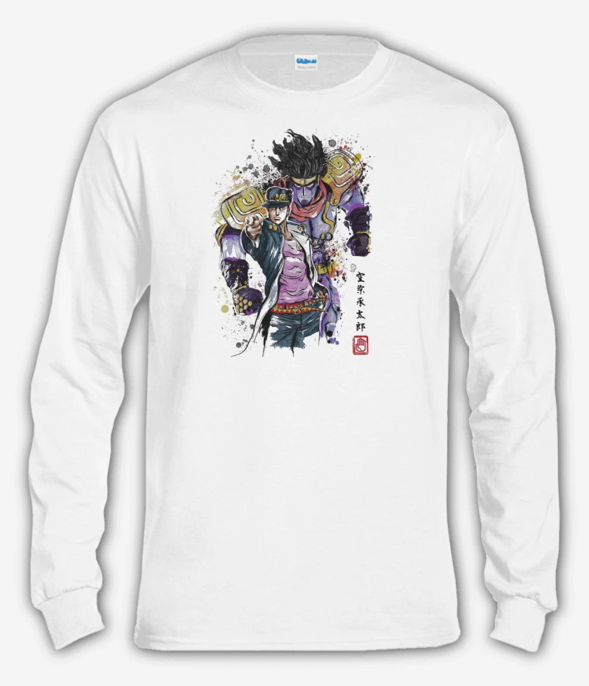 Polera manga larga Blanco de Jotaro Kujo