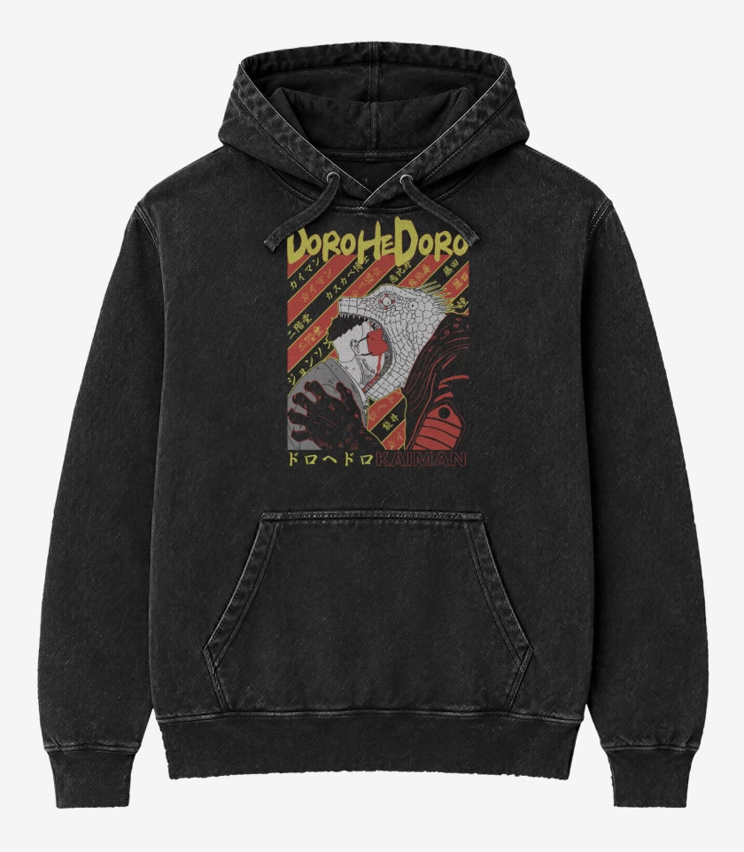 Poleron Canguro Acid Wash Negro de Kaiman Dorohedoro