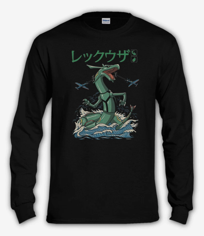 Polera manga larga Negro de Rayquaza