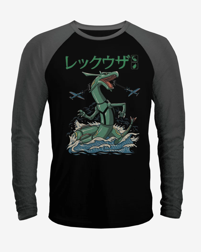 Polera Raglan Negro / Negro Heather de Rayquaza