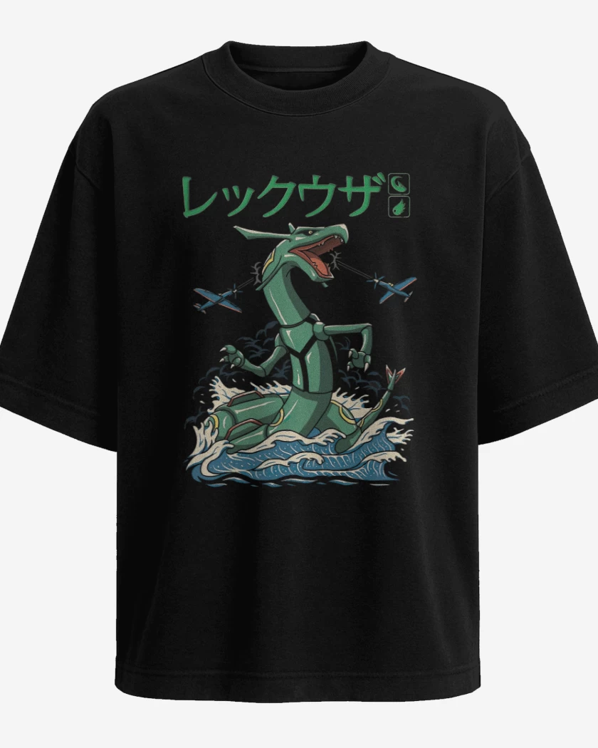 Polera Oversize Negro de Rayquaza
