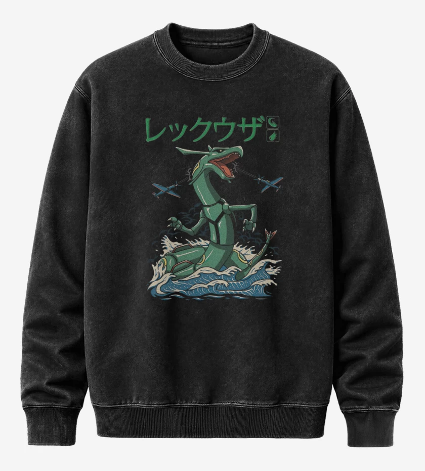 Poleron Polo Acid Wash Negro de Rayquaza