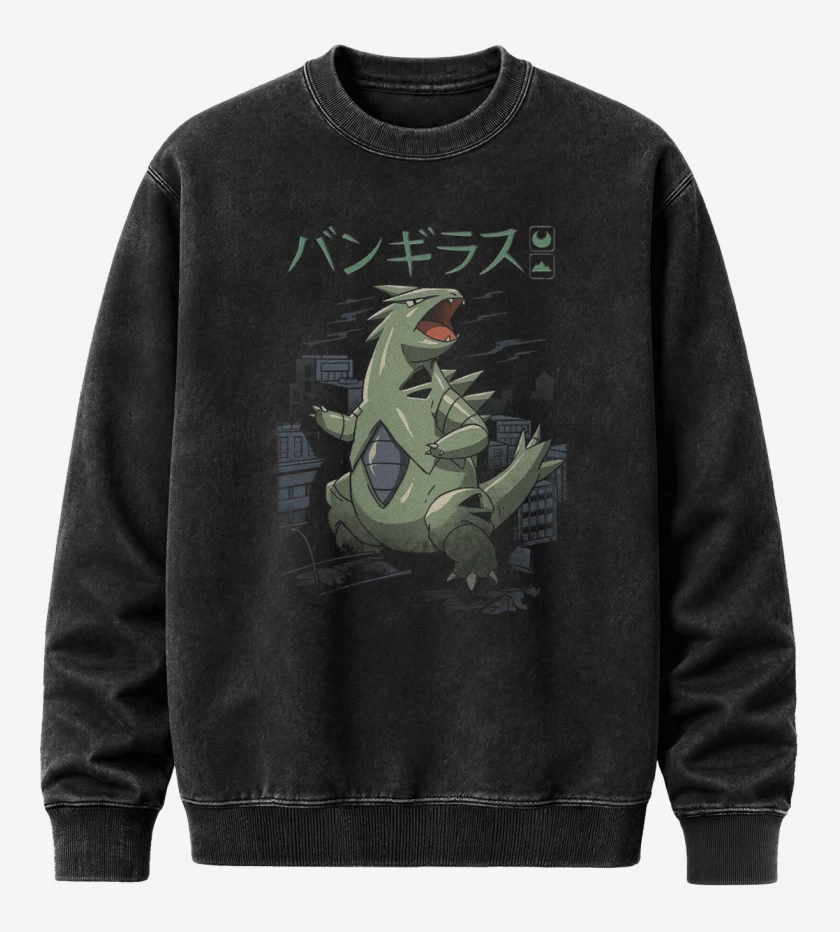 Poleron Polo Acid Wash Negro de Tyranitar
