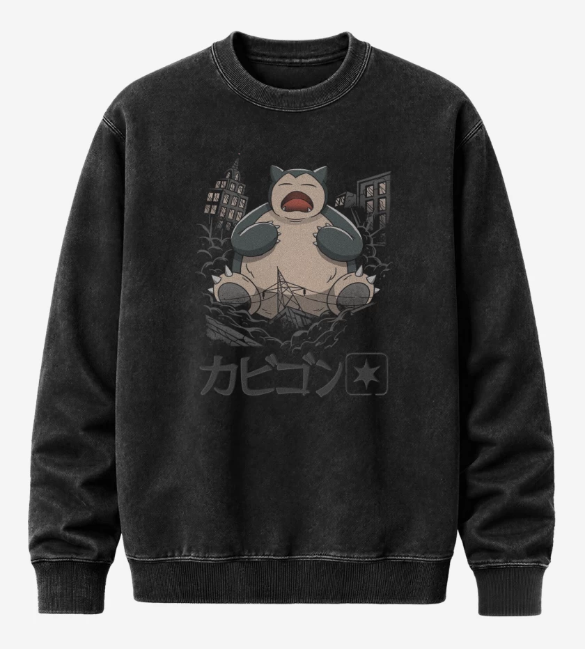 Poleron Polo Acid Wash Negro de Snorlax