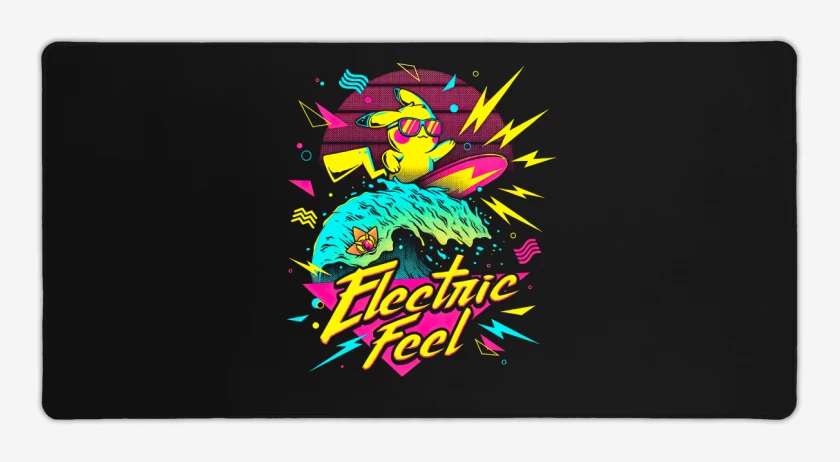 Mouse pad Gamer Negro de Pikachu Surf 