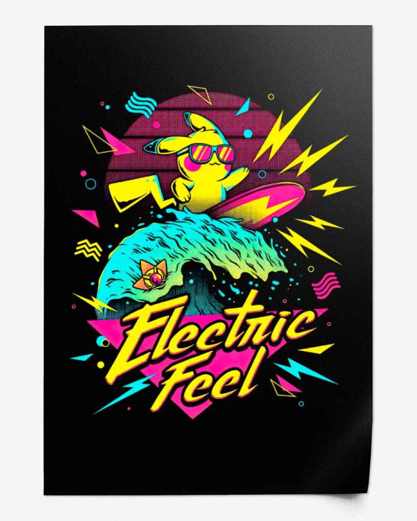 Print Negro de Pikachu Surf 