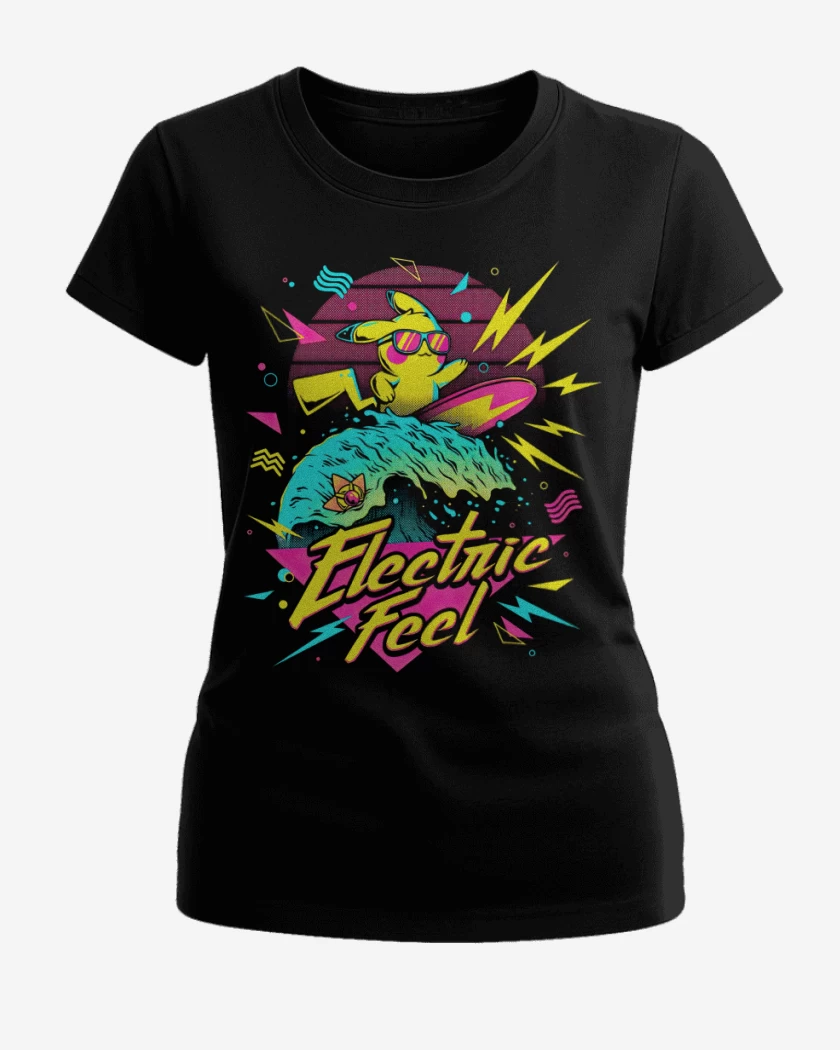 Polera de Mujer Negro de Pikachu Surf 
