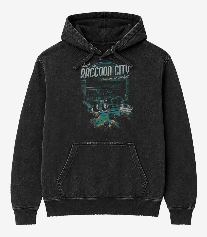 Poleron Canguro Acid Wash Negro de Racconn City