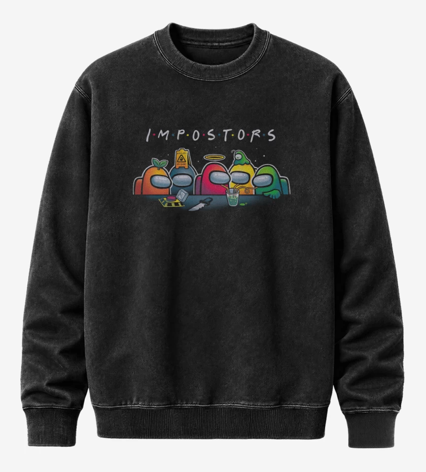 Poleron Polo Acid Wash Negro de Impostors