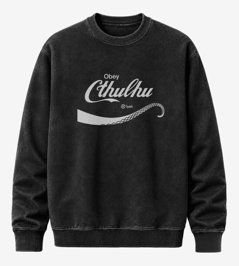 Poleron Polo Acid Wash Negro de Cthulhu Drink