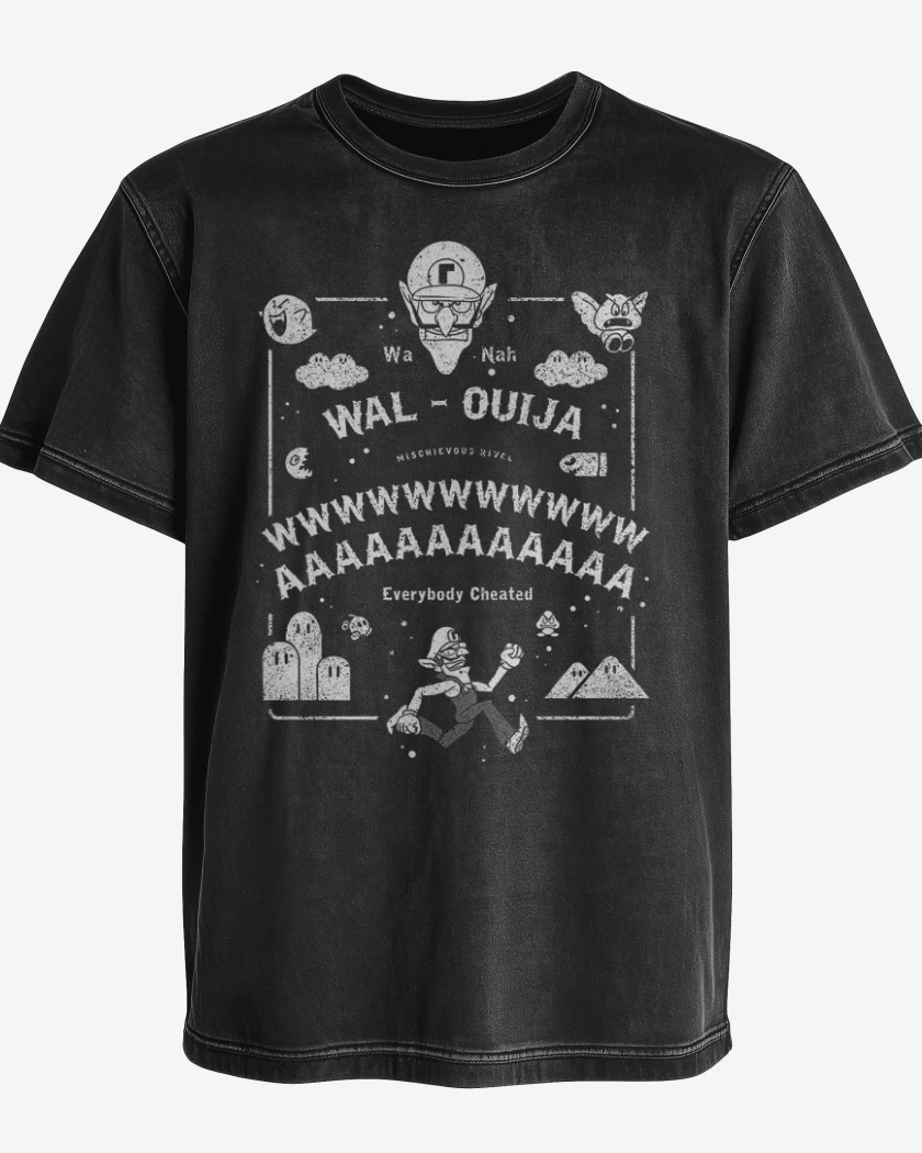 Polera desgastada Negro de Wal Ouija