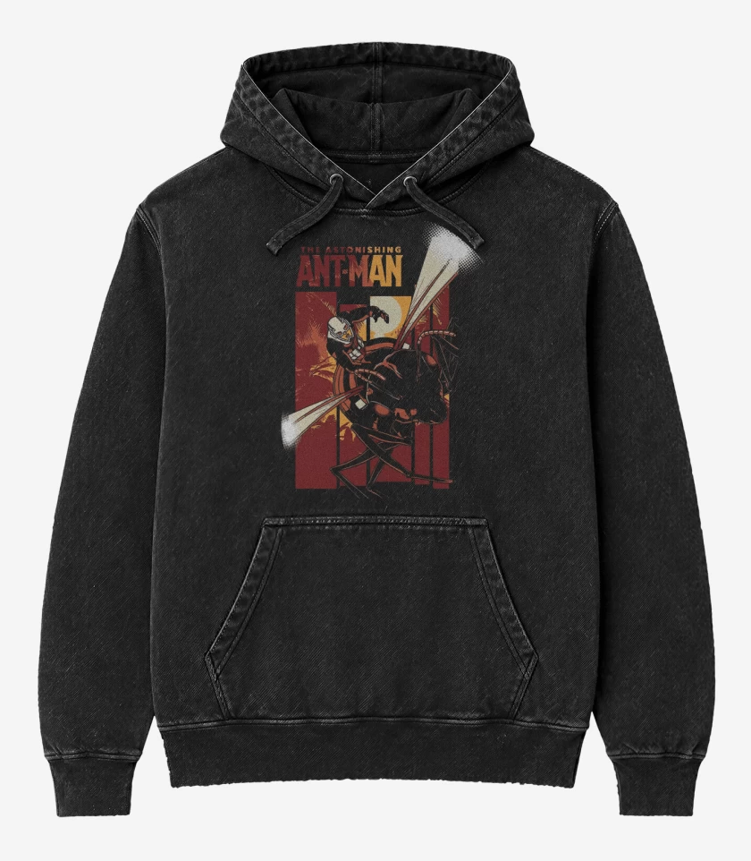 Poleron Canguro Acid Wash Negro de Ant Man