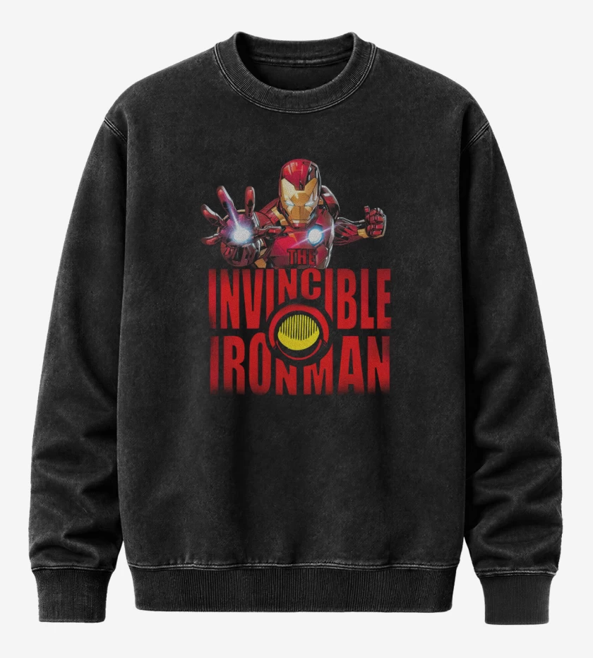 Poleron Polo Acid Wash Negro de Invincible Iron Man